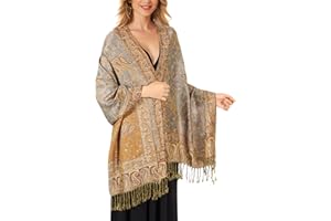 Lamca Women Pashmina Shawls and Wraps Scarf Soft Silky Reversible Paisley Scarves Shawl for Women UK