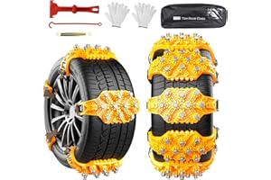 Cadenas para Nieve para Coche Ninonly 8Pcs Cadenas de Nieve Universale de Emergencia Ajustables para Vehículos Coche Camioneta SUV Adecuadas para Neumáticos Ancho 165mm - 245mm