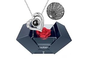 GUCHO Ewige Rose mit I Love You-Halskette in 100 Sprachen,Geschenke für Freundin,Geschenke für Valentinstag Geschenk,Frauen,Freundin,Muttertag Rosenbox