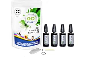 Noir Encre Kit Cartouche de recharge pour Brother, Canon, Dell, HP, Lexmark Imprimantes jet d'encre par GO Inkjet.