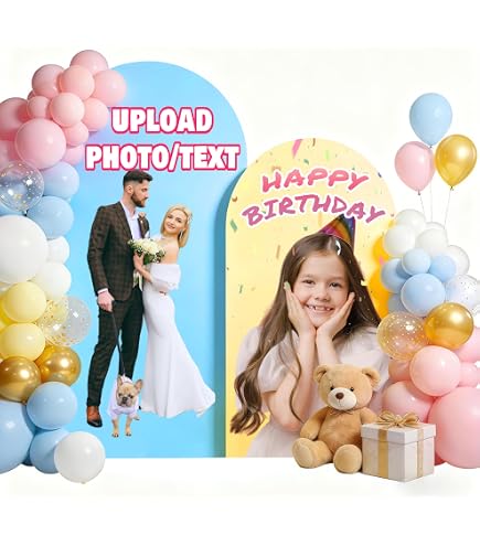 Set Di 2 Coperture Elastiche In Spandex Per Arco Sfondo 1,8x7,6m + 2,7x1,2m Con Adesivi 'Baby In Bloom' E 'Happy Engagement' Per Feste - 5