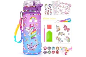 Dikence Décorez Votre Propre Bouteille d'eau avec des Autocollants de Pierres Précieuses des Kits de Bricolage des Jouets pour Enfants - des Cadeaux Créatifs pour Filles Garçons