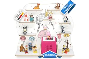 stadtecken étagère en Bois I Convient pour la Toniebox et Environ 50 Tonies I Rangement Parfait dans la Chambre des Enfants I À Monter ou à Suspendre I La sirène Sait