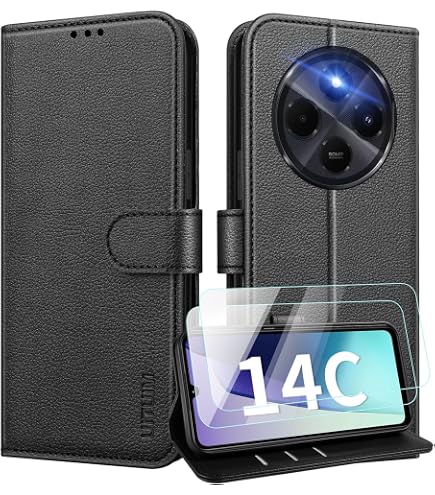 Lederhülle Für Xiaomi Redmi 14C 4G / Redmi A4 5G – PU Leder Mit Kartenfach, Standfunktion & Magnetverschluss, Rot