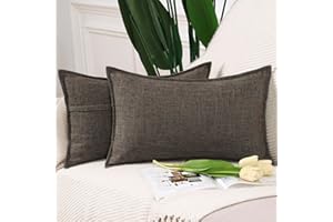 Madizz Lot de 2 Housses de Coussin Doux Lin Décoratif Coussin Couvre Style De Luxe pour canapé Chambre Taupe foncé 30x50 cm
