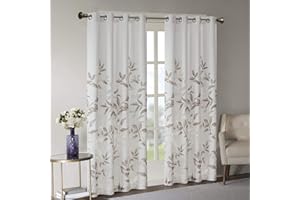 Madison Park Cecily Semi Sheer SINGLE Panel Window Curtain Burnout Botanical Print, Easy To Hang, Fits up to 1.25" Diameter Rod, 50x84, Leaves Mauve