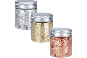 ISIYINER Fiocchi Foglia Oro 3 Bottiglia Fiocchi di Lamina d'oro 10g / Bottiglia per Doratura Pittura Arte E Artigianato Foglie Dorate Unghie Dorature in Resina Unghie