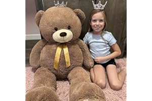 MorisMos Orso Peluche Gigante 130cm, Orsetto di Peluche Grande Marrone Morbido, Orsacchiotto XXL Grandi, Regalo Teddy Bear Carino Per Bambini Ragazza Fidanzata Compleanno Natale San Valentino