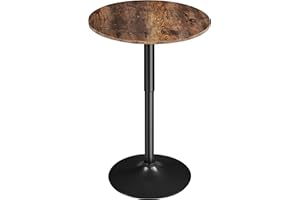Yaheetech Tavolo da Bar Alto Rotondo Girevole Altezza Regolabile 69,5-91 cm Tavolino per Cucina Balcone Piccolo Salvaspazio Diametro 60 cm Marrone Rustico