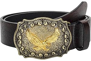 INOGIH Cinturón de cuero con doble ojal y cadena para vestidos de mezclilla para mujer