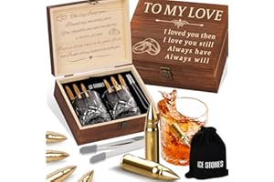 OAKSEA Valentines Whiskey Stones & Glasses Gift Set for Him Husband, 2 Whisky Glasses and 6 Chilling Stone Mens Valentines Day Gifts for Boyfriend, I Love You Romantic Anniversary Birthday Presents Couples