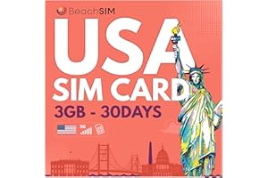 ‎BEACHSIM BeachSIM Karta SIM USA na 30 dni. 3GB danych przy prędkościach 4G/5G. Karta SIM tylko do transmisji danych. Szybka aktywacja. Łatwe doładowanie. Działa na urządzeniach z systemem iOS i Android.