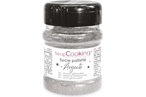 ScrapCooking - Sucre Pailleté Argent 160 g - Paillettes Sucrées Argentées - Poudre Alimentaire Comestible - Décoration Brillante pour Pâtisserie Bûche Cupcakes - 4804