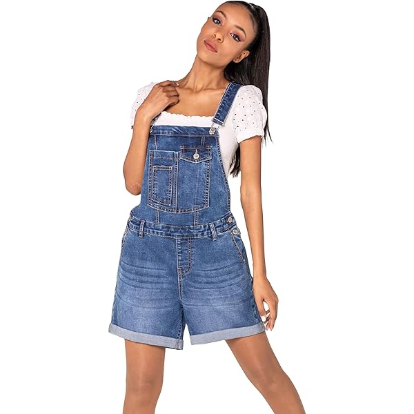 Vanchenl Casual denim overall shorts voor dames, losse verstelbare bandjes, tuinbroek, bib jeans, korte broek, donkerblauw, S Vanchenl Casual denim overall shorts voor dames, losse verstelbare bandjes, tuinbroek, bib jeans, korte broek, donkerblauw, S