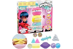 Miraculous Biedronka – Sprinkles n' Slimy Macarons – Slime Kit dla dziewcząt i chłopców, zabawka w rolkach z makaronikiem, dozownikiem śmietany, śluzem i lekkim odcieniem