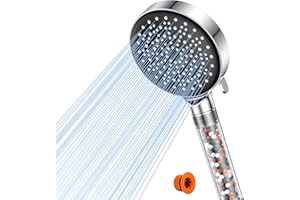 Soffione doccia alta pressione-YEAUPE Soffione doccia con filtro (con Limitatore di flusso) soffione doccia risparmio idrico con 6 tipi di getto, soffione doccia risparmio idrico, cromo