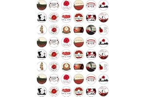ORANGE TRADING DARTMOUTH LTD 48 Remembrance Day Poppy Fundraising Themed Edible Wafer Paper Cake Toppers Decorations - 2.5cm circles
