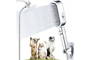 Blanlody Dog Shower Kit, Dog Shower Head with 3-Mode, Pet Shower with G1/2" Metal Shower Diverter, Dog Shower Attachment with 118 Inches Stainless Steel Hose Suitable for Small, Medium, Large Puppy