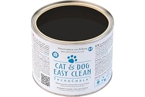 TecnoChalk® Pittura Opaca Antimacchia CAT & DOG EASY CLEAN® - Rende Lavabili Pareti e Superfici Porose - Crea una Barriera Antisporco - Per Casa e Giardino, a Prova di Pets! Nero (500 ml)
