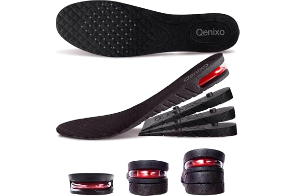 Qenixo Height Increase Shoe Insoles Air Cushion 3-Layer 2.75 inch /7cm Make You Taller, Comfort Breathable Multi-Layer Invisible Boosting Lifts Soles Elevated Cushioned Heel Men and Women 1 Pair