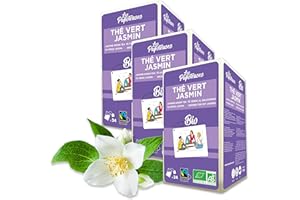 LES PAPOTEUSES | Jasmine tea bio | 72 bustine | Certificato biologico e commercio equo & solidale | Lotto di 3 scatole da 24 bustine di foglie di tè verde aromatizzato ai fiori di gelsomino