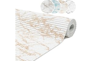 ‎ANRO ANRO Badematte Weichschaummatte Bad- und Duschvorleger Antirutsch Badläufer Marmor Beige 400x65cm