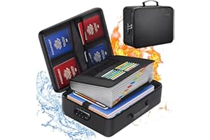 Sonhomay Feuerfeste Dokumentenbox, große Kapazität, 3-lagig, feuerfest, Dokumententasche, wasserabweisend, Dokumenten-Organizer-Box mit Schloss für Pässe, Zertifikate, Akten und Wertsachen