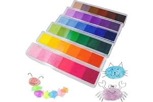 Aphlos Craft Ink Pad Stamps DIY Color, 36 Colors Rainbow Finger Ink Pad for Kids Finger-Print Drawing, Small Rubber Stamp