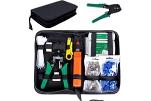 STEK RJ45 Ethernet Network Tool Set 9-in-1 Professional Networking Cable Tester Tracer for RJ45 Ethernet LAN Cable RJ12 RJ11 Phone CCTV Cat5e Cat6, Cat7 cat8 Wire Crimper Cutter Punch Crimping Repair tools