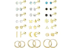 FIOROYAL 21Paar Kleine Ohrstecker für Damen Herren Helix Piercings Piercing Ohr Medizinische Ohrstecker Silber Knorpel Piercings Daith Tragus Ohrringe Set
