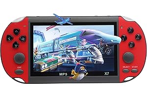 Fsjun Handheld Game Consoles Built in Free Games 8GB RAM 4.3 Inch Screen Double Rocker,Support TV Output,Music/Movie/Camera Audio and Video MP3,MP4, MP5, Birthday Gift for Kids(Red)