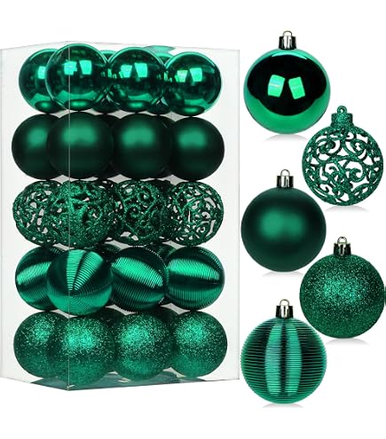 Boules De Noël Incassables - Lot De 24 Boules De 3 Cm, Colorées, Avec Ficelle - Déco Sapin Intérieur/extérieur - Vert, Rouge, Brillant - 2