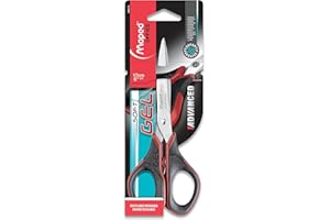 Maped - Tijeras de Oficina - Advanced Gel Simétrica 17 cm - Tijeras con Cuchillas Moldeadas - Hojas y Remaches de Acero Inoxidable - Anillas Ergonómicas - Punta Afilada