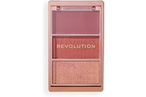REVOLUTION BEAUTY LONDON Revolution, Blush Icon Palette (Aura Points Rose), Palette de Blush Crème et Poudre Compacte, Haute Pigmentation, 3 Teintes, Aura Points Rose, Vegan et Non Testée sur les Animaux