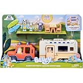 Bluey Ultimate Caravan Adventures Karavan Oyunu ve 2,5 - 3 İn&ccedil; &Uuml;&ccedil; Fig&uuml;r ve 2 S&ouml;rf Tahtalı 4WD Aile Aracı