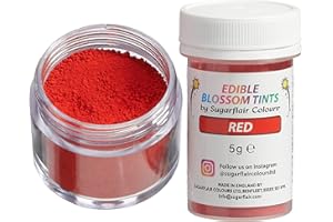 SUGARFLAIR COLOURS Sugarflair Blossom Tint Dust Red, Rosso - Colorante Alimentare, Polveri Coloranti Commestibili per Torte, Pasta di Zucchero, Glassa, Cioccolato, Crema al Burro, Macarons - 5g