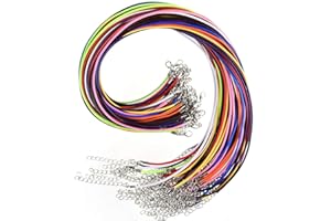 TUPARKA 60 x Waxed Necklace Cord Black Chain with Clasp 2 mm Loose for Necklace Bracelet Jewellery Making Accessory