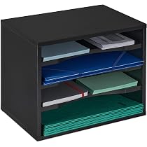 Relaxdays Printer Stand With Drawer - 3 Compartment Desk Organiser, 22x40x30cm, Black MDF