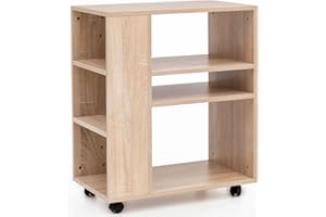 ‎FINEBUY MÖBEL ZUM WOHLFÜHLEN FineBuy Regal 60x35x75 cm Regalwagen mit Rollen Holz, Schmales Küchen-Regal, Telefontisch Rollwagen Modern, Bücher-Regal schmal Standcontainer Hoch