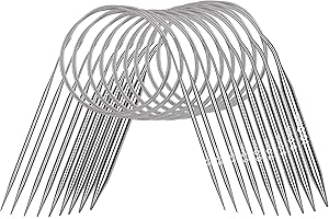 Coopay 9 Aiguilles à Tricoter Circulaires en Acier Inoxydable, 80cm Aiguille Circulaire Tricot en Rond, Taille Visible, 2,5-10mm Aiguilles Circulaires Tricot pour Tricoter Chaussettes, Layette, Pull