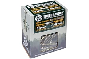 Timber Wolf TW50070 - Tornillos para madera, 5 x 70 mm, caja de 100, zinc y amarillo (dorado)