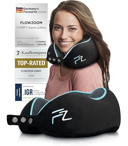 Cuscino Da Viaggio Cervicale TRAVARA In Memory Foam - Compatto, Ergonomico, Con Custodia - Per Aereo, Treno, Auto
