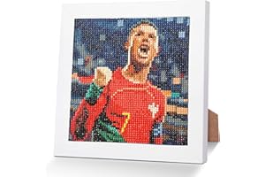 LAISU Fussball Diamond Painting mit Rahmen für Kinder ab 6 Jahre, Jugendliche‌ und Erwachsene Anfänger, CR7 5D Diamant Malerei Bilder, 20x20cm Kleine DIY Mosaik Kunst Bastelnset für Jungen Mädchen