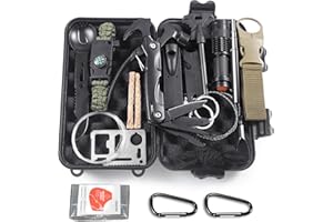 Graxury Trousse de Survie Trousse de Survie Polyvalente Trousse de Premiers Soins à l'extérieur pour Les Sports de Plein Air, Le Camping, l'alpinisme, la Pierre de Feu