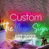 Custom Neon Signs, Personalised Led Lights Sign Customizable for Wall Decor Wedding Birthday Party Bedroom Bar Shop Name Logo