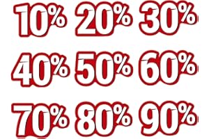 Oedim Pack 9 Vinilos para Escaparates Decoración Rebajas | Descuentos del 10% hasta el 90% | 50x30cm | Vinilo Adhesivo | Decora tu escaparate | Pegatinas Adhesivas Escaparate | Vinilos para Negocios