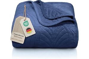 Gräfenstayn Premium överkast 240 x 260 cm – sängöverkast med sömlös quiltning och bladdesign – sammetstäcke – mjukt, skrynkel