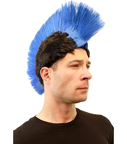 Parrucca Punk Mohawk Rosso E Nero - Stile Irochese Per Carnevale E Feste | Unisex - Foto 3