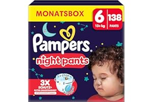 ‎PAMPERS Pampers Night Pants Größe 6, 138 Windeln, 13kg+, Pampers Night Pants Bieten Zusätzlichen Schutz Für Die Ganze Nacht