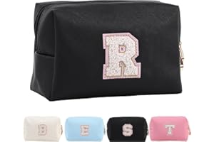 TOLMAIERTU Personalisierte Make-up Tasche für Frauen,A-Z Initialen wasserfeste Reise Kosmetiktasche aus Leder,Geburtstagsgeschenk für Frauen und Mädchen,Kosmetiktasche für Braut und Brautjungfer